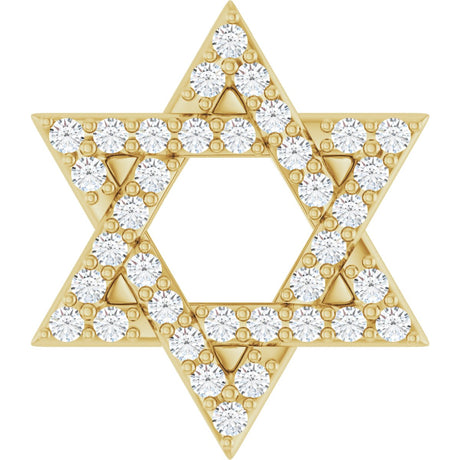 14K Gold Round Natural Diamond Star of David Necklace or Pendant - Yellow Gold
