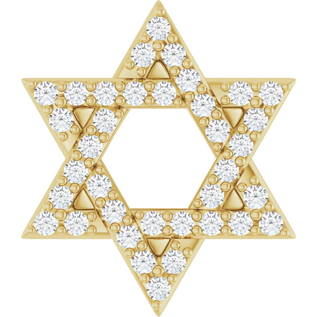 14K Gold Round Natural Diamond Star of David Necklace or Pendant - Yellow Gold