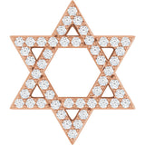 14K Gold Round Natural Diamond Star of David Necklace or Pendant - Rose Gold