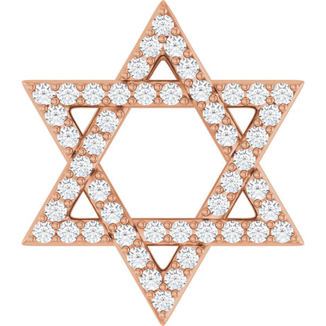 14K Gold Round Natural Diamond Star of David Necklace or Pendant - Rose Gold