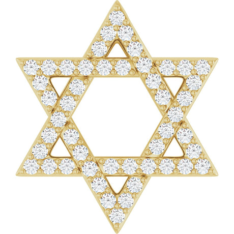 14K Gold Round Natural Diamond Star of David Necklace or Pendant - Yellow Gold