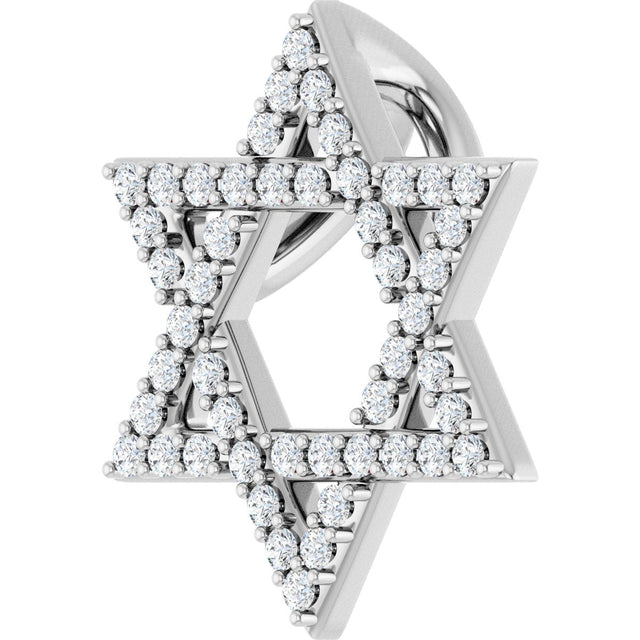 14K Gold Round Natural Diamond Star of David Necklace or Pendant - White Gold - view 2
