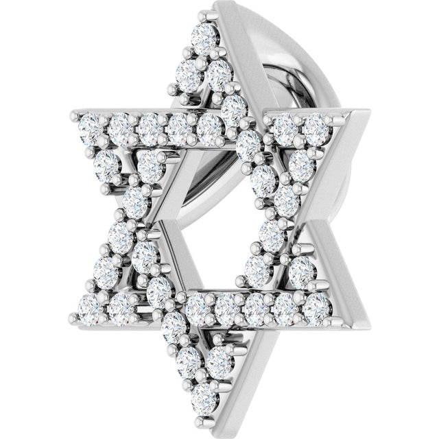 14K Gold Round Natural Diamond Star of David Necklace or Pendant - White Gold - view 2