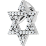 Platinum Round Natural Diamond Star of David Necklace or Pendant - view 2