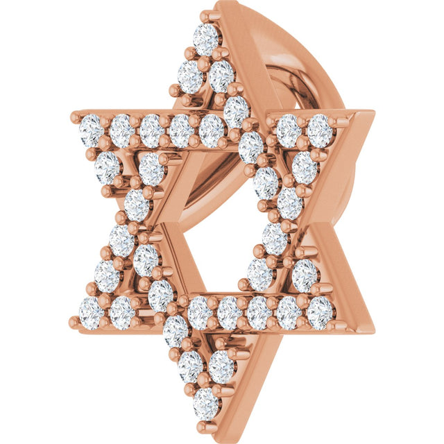14K Gold Round Natural Diamond Star of David Necklace or Pendant - Rose Gold - view 2