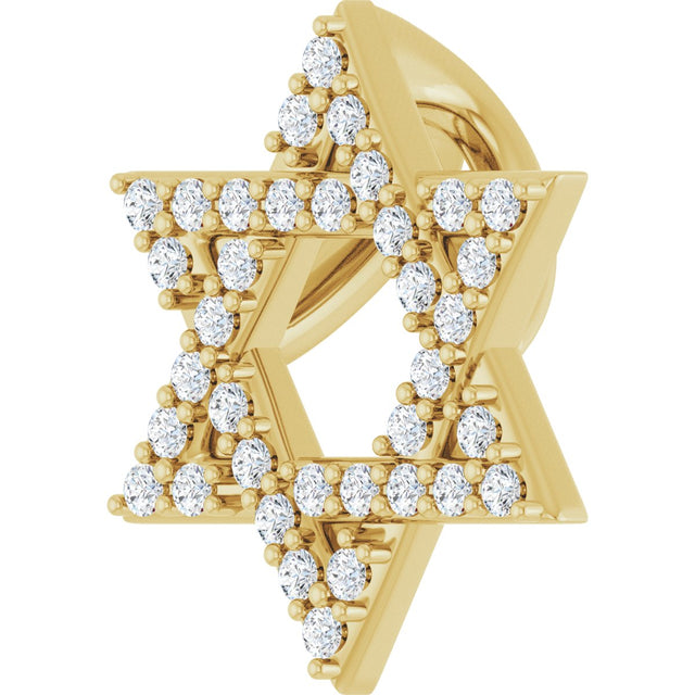 14K Gold Round Natural Diamond Star of David Necklace or Pendant - Yellow Gold - view 2
