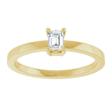 14K Gold Emerald Lab-Grown Diamond Claw-Prong Solitaire Ring – 4x3mm - Yellow Gold - view 3
