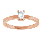 14K Gold Emerald Natural Diamond Claw-Prong Solitaire Ring – 4x3mm - Rose Gold - view 3