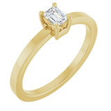 14K Gold Emerald Lab-Grown Diamond Claw-Prong Solitaire Ring – 4x3mm - Yellow Gold