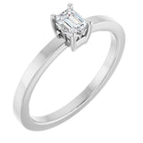 Platinum Emerald Natural Diamond Claw-Prong Solitaire Ring – 4x3mm