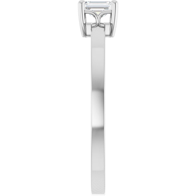 14K Gold Emerald Lab-Grown Diamond Claw-Prong Solitaire Ring – 4x3mm - White Gold - view 4