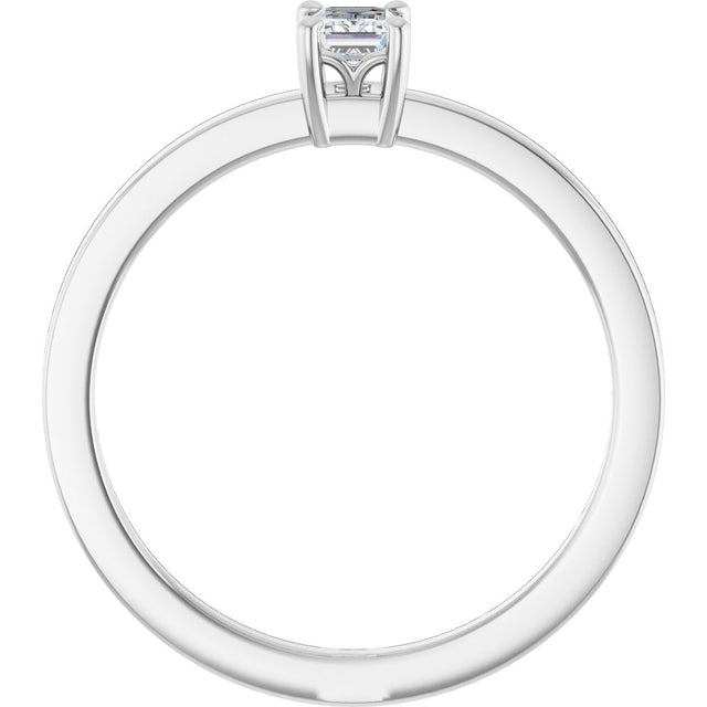 14K Gold Emerald Lab-Grown Diamond Claw-Prong Solitaire Ring – 4x3mm - White Gold - view 2