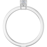 14K Gold Emerald Natural Diamond Claw-Prong Solitaire Ring – 4x3mm - White Gold - view 2