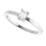 Platinum Emerald Natural Diamond Claw-Prong Solitaire Ring – 4x3mm - view 5