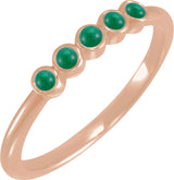 14K Gold Round Natural Emerald Rose-Cut Stackable Ring - Rose Gold