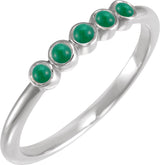 Platinum Round Natural Emerald Rose-Cut Stackable Ring
