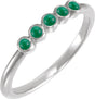 Platinum Round Natural Emerald Rose-Cut Stackable Ring
