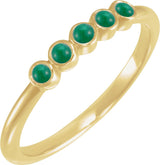 14K Gold Round Natural Emerald Rose-Cut Stackable Ring - Yellow Gold