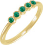 14K Gold Round Natural Emerald Rose-Cut Stackable Ring - Yellow Gold