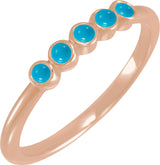 14K Gold Round Natural Turquoise Rose-Cut Stackable Ring - Rose Gold
