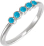 Platinum Round Natural Turquoise Rose-Cut Stackable Ring