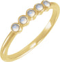 14K Gold Round Natural Rainbow Moonstone Rose-Cut Stackable Ring - Yellow Gold