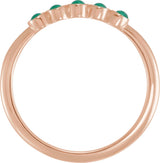 14K Gold Round Natural Emerald Rose-Cut Stackable Ring - Rose Gold - view 2