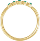 14K Gold Round Natural Emerald Rose-Cut Stackable Ring - Yellow Gold - view 2