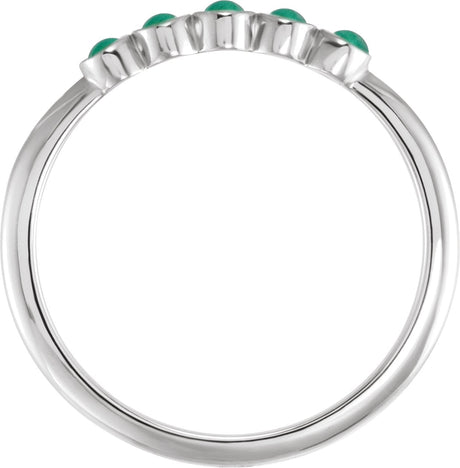 Platinum Round Natural Emerald Rose-Cut Stackable Ring - view 2