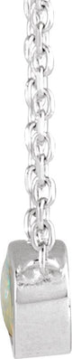 14K Gold Round Natural White Opal Rose-Cut Bezel-Set Necklace - White Gold - view 2