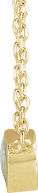 14K Gold Round Natural White Opal Rose-Cut Bezel-Set Necklace - Yellow Gold - view 2