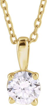 14K Gold Round Natural Diamond Solitaire Necklace or Pendant – up to 1 1/4 CTW - Yellow Gold