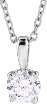 14K Gold Round Lab-Grown Diamond Solitaire Necklace or Pendant – up to 1 1/4 CTW - White Gold