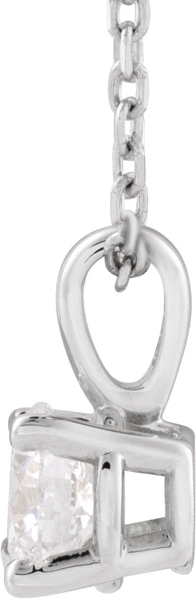 14K Gold Round Lab-Grown Diamond Solitaire Necklace or Pendant – 4-8mm Stones - White Gold - view 2