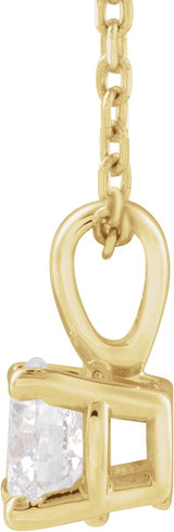 14K Gold Round Lab-Grown Diamond Solitaire Necklace or Pendant – 4-8mm Stones - Yellow Gold - view 2