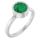 Platinum Round Lab-Grown Emerald Bezel-Set Solitaire Ring