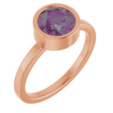 14K Gold Round Lab-Grown Alexandrite Bezel-Set Solitaire Ring - Rose Gold