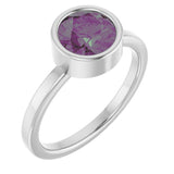 14K Gold Round Lab-Grown Alexandrite Bezel-Set Solitaire Ring - White Gold