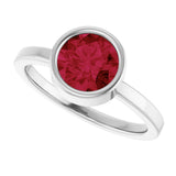 Platinum Round Lab-Grown Ruby Bezel-Set Solitaire Ring - view 5
