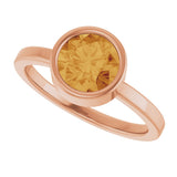 14K Gold Round Natural Citrine Bezel-Set Solitaire Ring - Rose Gold - view 5
