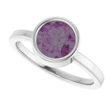 14K Gold Round Lab-Grown Alexandrite Bezel-Set Solitaire Ring - White Gold - view 5