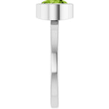 14K Gold Round Natural Peridot Bezel-Set Solitaire Ring - White Gold - view 4