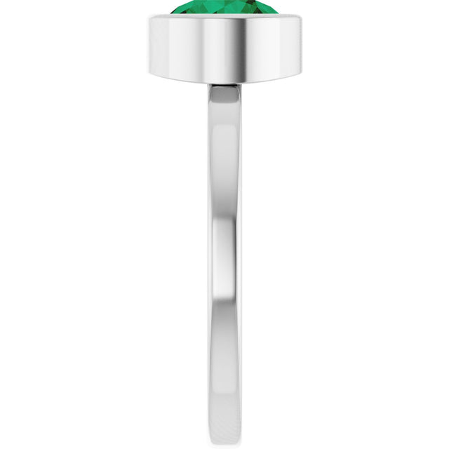 Platinum Round Lab-Grown Emerald Bezel-Set Solitaire Ring - view 4