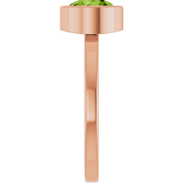 14K Gold Round Natural Peridot Bezel-Set Solitaire Ring - Rose Gold - view 4
