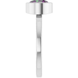 14K Gold Round Lab-Grown Alexandrite Bezel-Set Solitaire Ring - White Gold - view 4