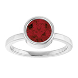 Platinum Round Natural Mozambique Garnet Bezel-Set Solitaire Ring - view 3