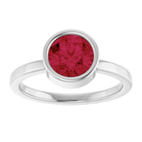 Platinum Round Lab-Grown Ruby Bezel-Set Solitaire Ring - view 3