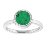 14K Gold Round Lab-Grown Emerald Bezel-Set Solitaire Ring - White Gold - view 3