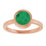 14K Gold Round Lab-Grown Emerald Bezel-Set Solitaire Ring - Rose Gold - view 3