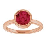 14K Gold Round Lab-Grown Ruby Bezel-Set Solitaire Ring - Rose Gold - view 3